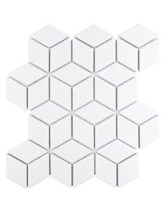 Loseta de Porcelana Merola Tile Hudson Rombo Blanco Mate 26x30cm 2