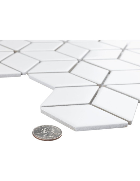 Loseta de Porcelana Merola Tile Hudson Rombo Blanco Mate 26x30cm