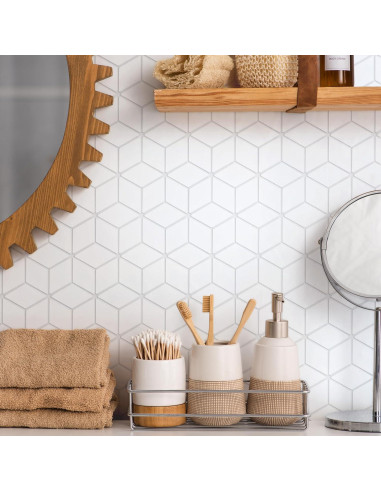 Loseta de Porcelana Merola Tile Hudson Rombo Blanco Mate 26x30cm