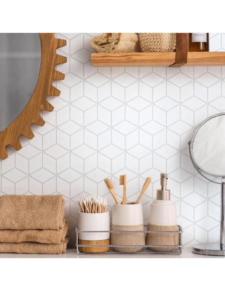 Loseta de Porcelana Merola Tile Hudson Rombo Blanco Mate 26x30cm