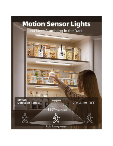 EZVALO Luz Bajo Gabinete 2Pack 36.83cm con Sensor y Control Remoto