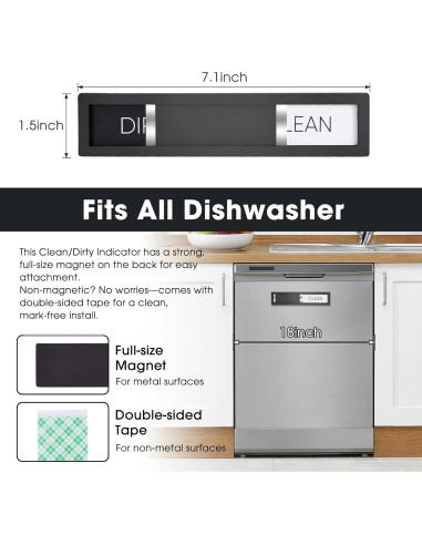 Imán para Lavavajillas Limpio Sucio HYF DESIGN Acero Inoxidable