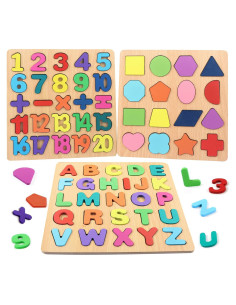 Rompecabezas de Madera Yohelly ABC y Números 3 en 1 para Niños