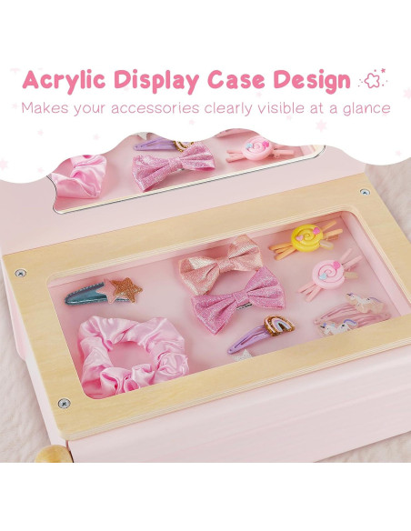 Conjunto de Tocador de Madera PIIKAGO con Accesorios de Maquillaje