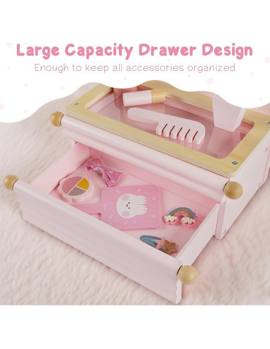 Conjunto de Tocador de Madera PIIKAGO con Accesorios de Maquillaje