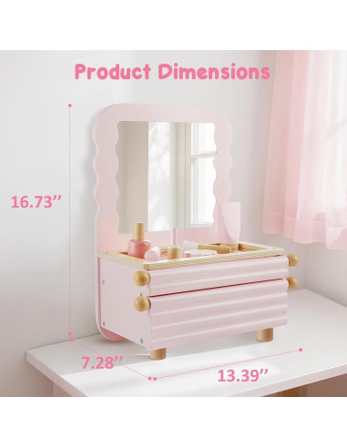 Conjunto de Tocador de Madera PIIKAGO con Accesorios de Maquillaje