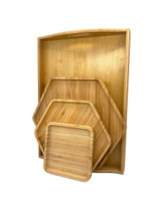 Set de Bandejas de Bambú PAFREWOG 42x30cm con Mango