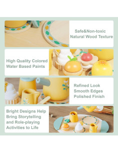Juego de Té de Madera Plintone para Niños 3 a 6 Años 2