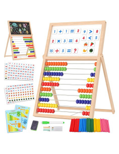 Ábaco de Madera Gotoofun con Pizarra Doble Cara y Accesorios