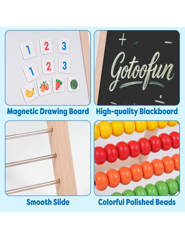 Ábaco de Madera Gotoofun con Pizarra Doble Cara y Accesorios