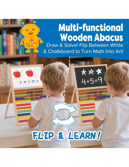 Ábaco de Madera Gotoofun con Pizarra Doble Cara y Accesorios