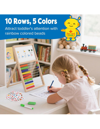 Ábaco de Madera Gotoofun con Pizarra Doble Cara y Accesorios