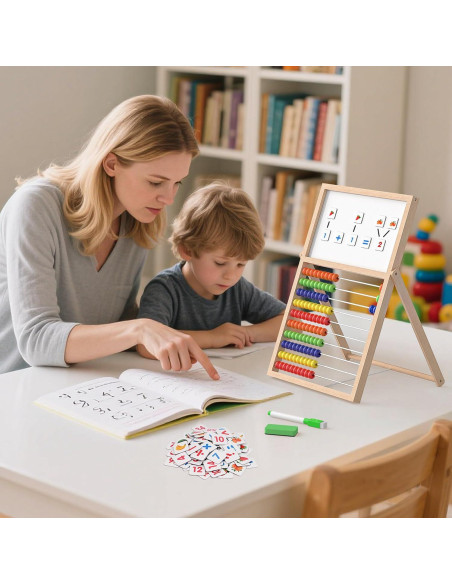 Ábaco de Madera Gotoofun con Pizarra Doble Cara y Accesorios