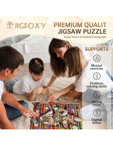 Rompecabezas de Madera Jigfoxy Gato 100 Piezas 21.6x17.5cm