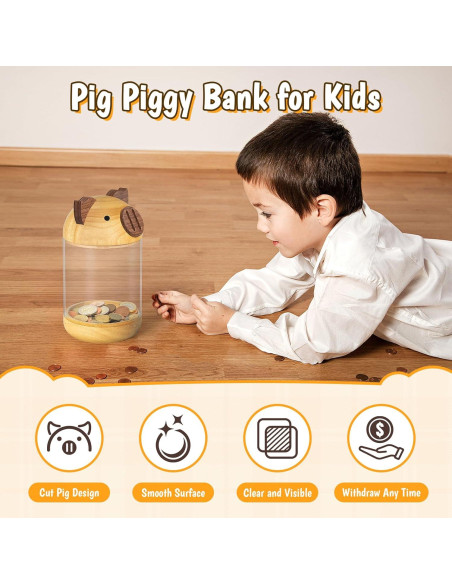 Alcancía de Madera y Acrílico Hicocool Cerdito Transparente