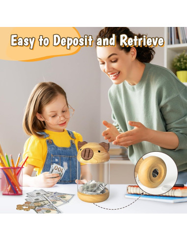 Alcancía de Madera y Acrílico Hicocool Cerdito Transparente