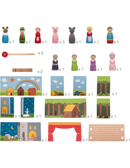 Teatro de Marionetas Magnético Bigjigs Toys - 18 Piezas