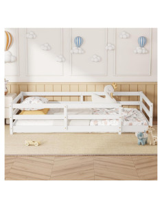 Cama de Piso Twin Bellemave con Barandillas Blanca