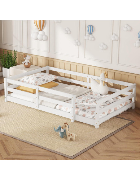 Cama de Piso Twin Bellemave con Barandillas Blanca