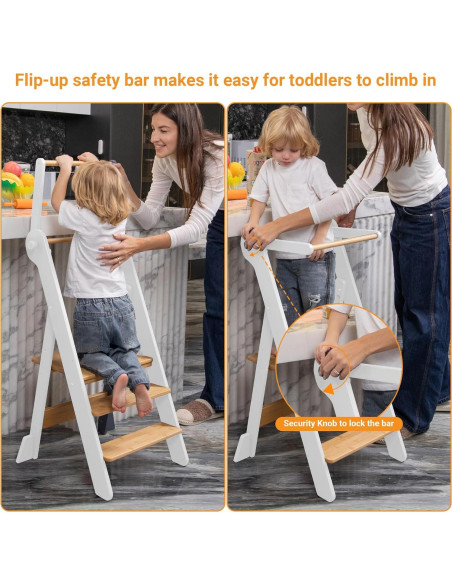 Torre de Aprendizaje Plegable COSYLAND - Taburete Ajustable para Niños