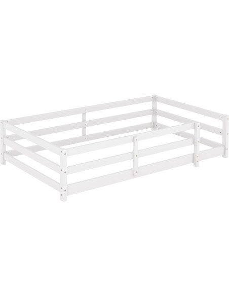 Cama de Piso Twin Bellemave con Barandillas Blanca