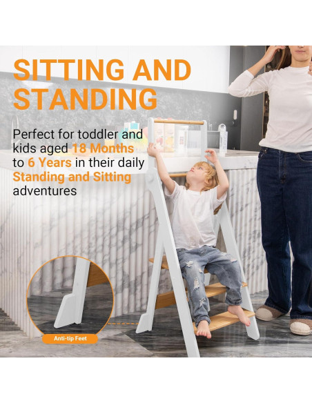 Torre de Aprendizaje Plegable COSYLAND - Taburete Ajustable para Niños