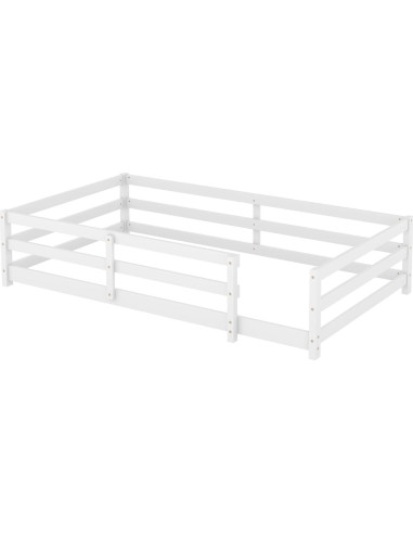 Cama de Piso Twin Bellemave con Barandillas Blanca
