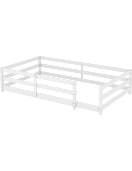 Cama de Piso Twin Bellemave con Barandillas Blanca
