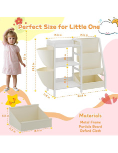 Estantería Infantil CYXPHION B3 3 Niveles Almacenamiento Juguetes 2