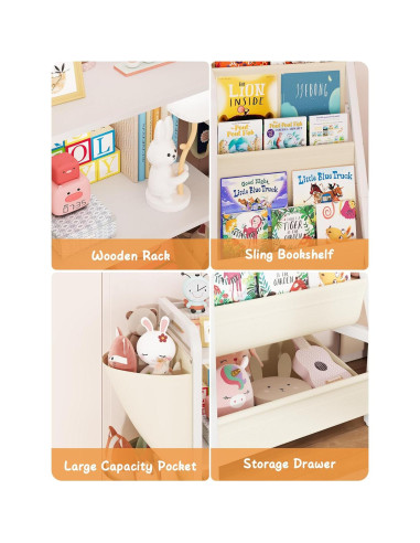 Estantería Infantil CYXPHION B3 3 Niveles Almacenamiento Juguetes