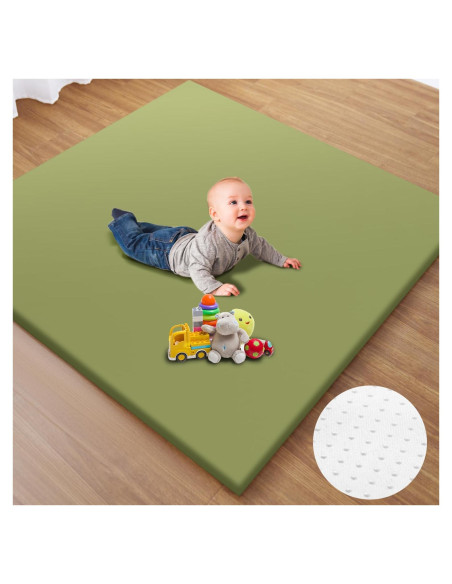 Alfombra de Juego para Bebés ANHUI - Cuero Vegano Verde, Impermeable