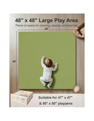 Alfombra de Juego para Bebés ANHUI - Cuero Vegano Verde, Impermeable