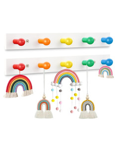 Perchero de Pared Arcoíris Yousoontic 2 Ganchos Madera 42x6.3cm