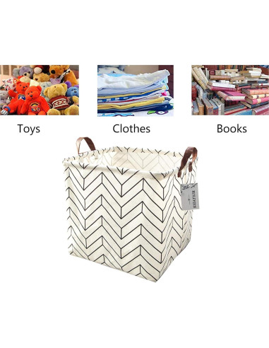 Cesta de Almacenamiento Plegable KIUATSJR 33x33 cm Lona Geométrica