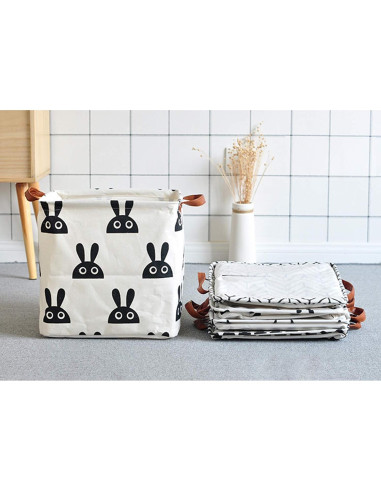 Cesta de Almacenamiento Plegable KIUATSJR 33x33 cm Lona Geométrica