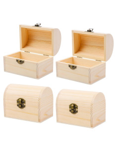 Cofres de Madera sin Terminar ADXCO - 4 Piezas 11.9x8.9x7.9 cm