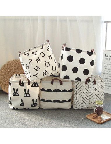 Cesta de Almacenamiento Plegable KIUATSJR 33x33 cm Lona Geométrica