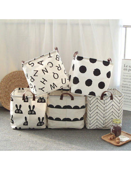 Cesta de Almacenamiento Plegable KIUATSJR 33x33 cm Lona Geométrica