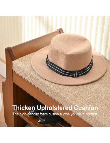 Banco de Zapatos PETKABOO de Bambú 80 cm 2 Niveles Marrón