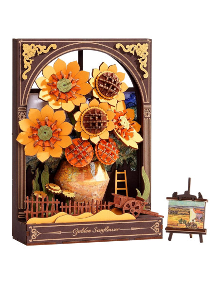 Rompecabezas 3D de Madera Wowood Girasol Dorado con LED Rompecabezas 3D de Madera Wowood Girasol Dorado con LED