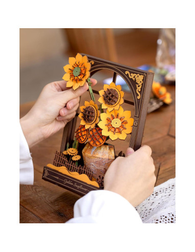 Rompecabezas 3D de Madera Wowood Girasol Dorado con LED