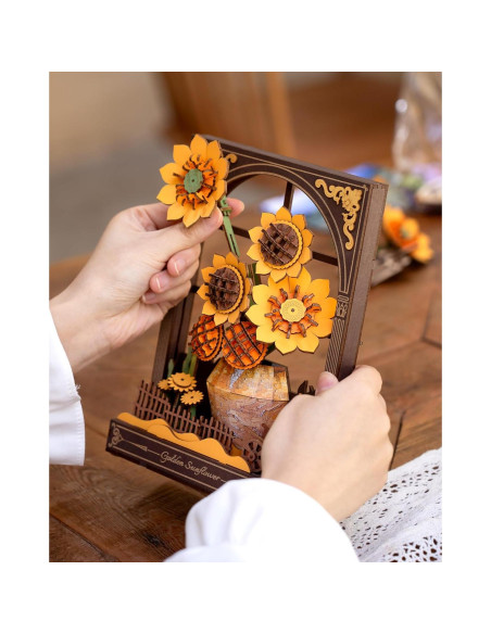 Rompecabezas 3D de Madera Wowood Girasol Dorado con LED Rompecabezas 3D de Madera Wowood Girasol Dorado con LED