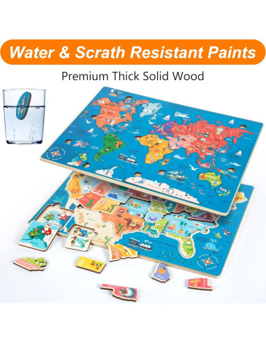 Paquete de 2 rompecabezas de madera TOGELIN para niños 4-6 años