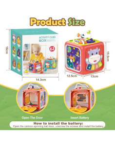 Cubo de Actividad Montessori HatchHaven 6 en 1 para 18m+ 2