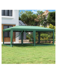 Carpa de Fiesta ANYCHOLE Verde 5.95x3.97m con 6 Paredes Malla