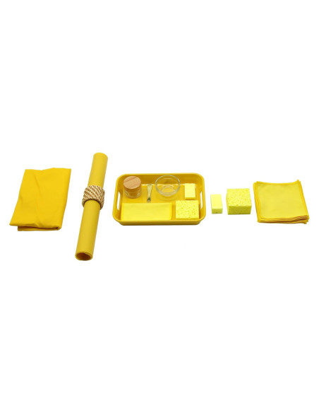 Kit de Pulido Montessori Amarillo - 10 Paños y Accesorios