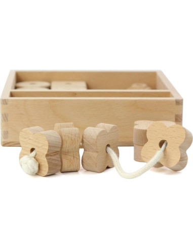 Cuentas de Enhebrar Kiddison 27 Piezas Madera Grande Montessori