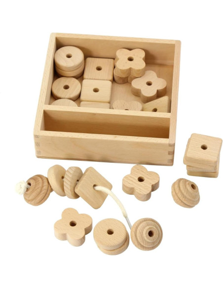 Cuentas de Enhebrar Kiddison 27 Piezas Madera Grande Montessori