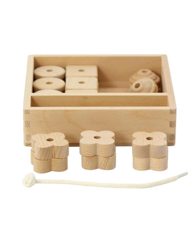 Cuentas de Enhebrar Kiddison 27 Piezas Madera Grande Montessori