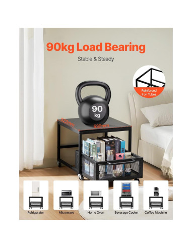 Soporte para Mini Nevera VEVOR con Carrito Móvil Negro 90 kg